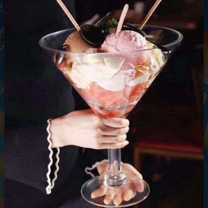 高脚冰淇淋杯超大号酒吧创意鸡尾酒杯子个性网红马天尼杯高脚杯
