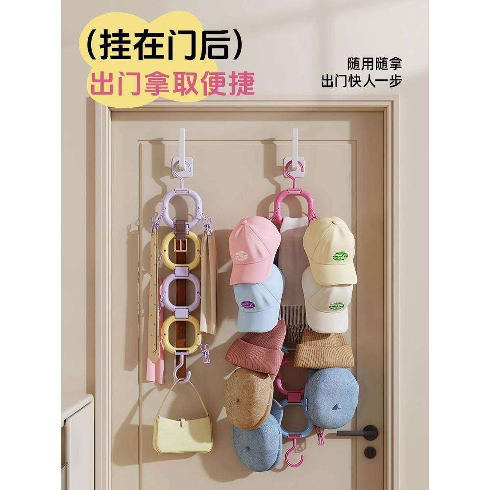 日系门后收纳夹家用卧室挂架帽子衣服包包整理衣柜多功能展示架