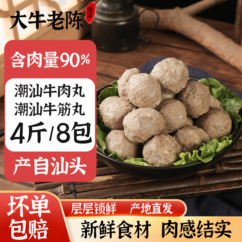 潮汕牛肉丸牛筋正宗汕头火锅特产手工烧烤丸子批发新鲜麻辣烫食材
