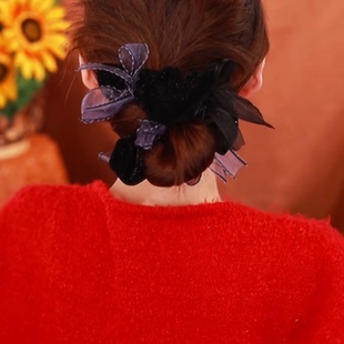 气质欧根纱头花大肠发圈女高级感洋气时尚满天星头饰低丸子头发绳