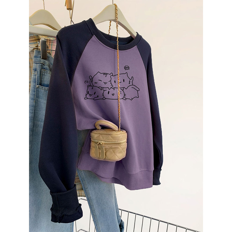 高级感无帽卫衣女秋冬加绒宽松胖mm大码山东即墨外套上衣服小个子