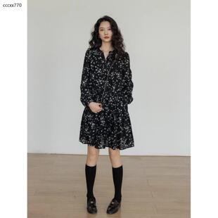 碎花洋装 显瘦休闲 女春季 V领长袖 收腰气质短裙胖mm 2025新款 大尺码