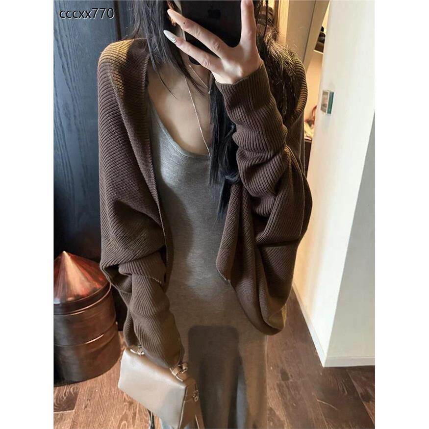 MosesQueen魔西女王蝙蝠袖针织开衫秋冬外搭毛衣外套慵懒宽松上衣