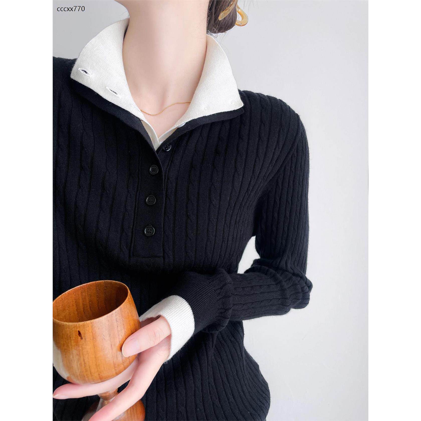 假两件撞色翻领毛衣女2025新款覆古麻花针织衫可机洗羊毛打底衫秋