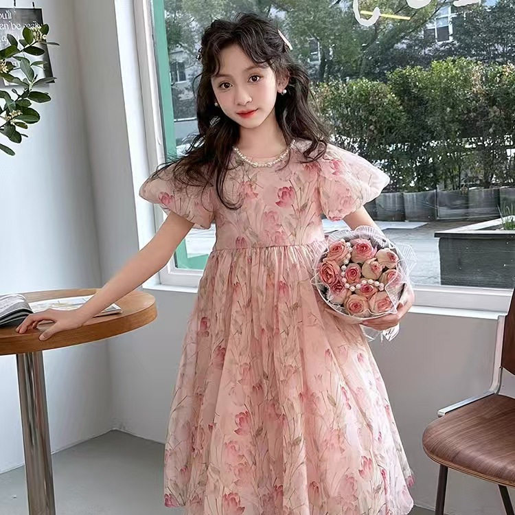 女童裙子夏季薄款2025新款儿童连衣裙洋气表演夏装大童时尚公主裙
