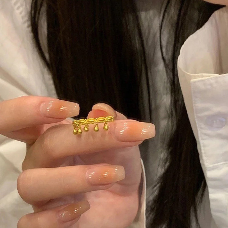 小红书同款蕾丝波浪流苏转珠戒指