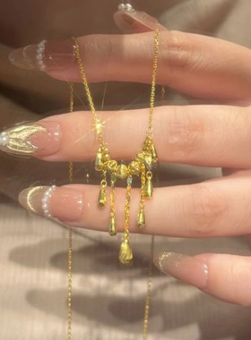 新款水滴流苏项链新中式宫廷风河