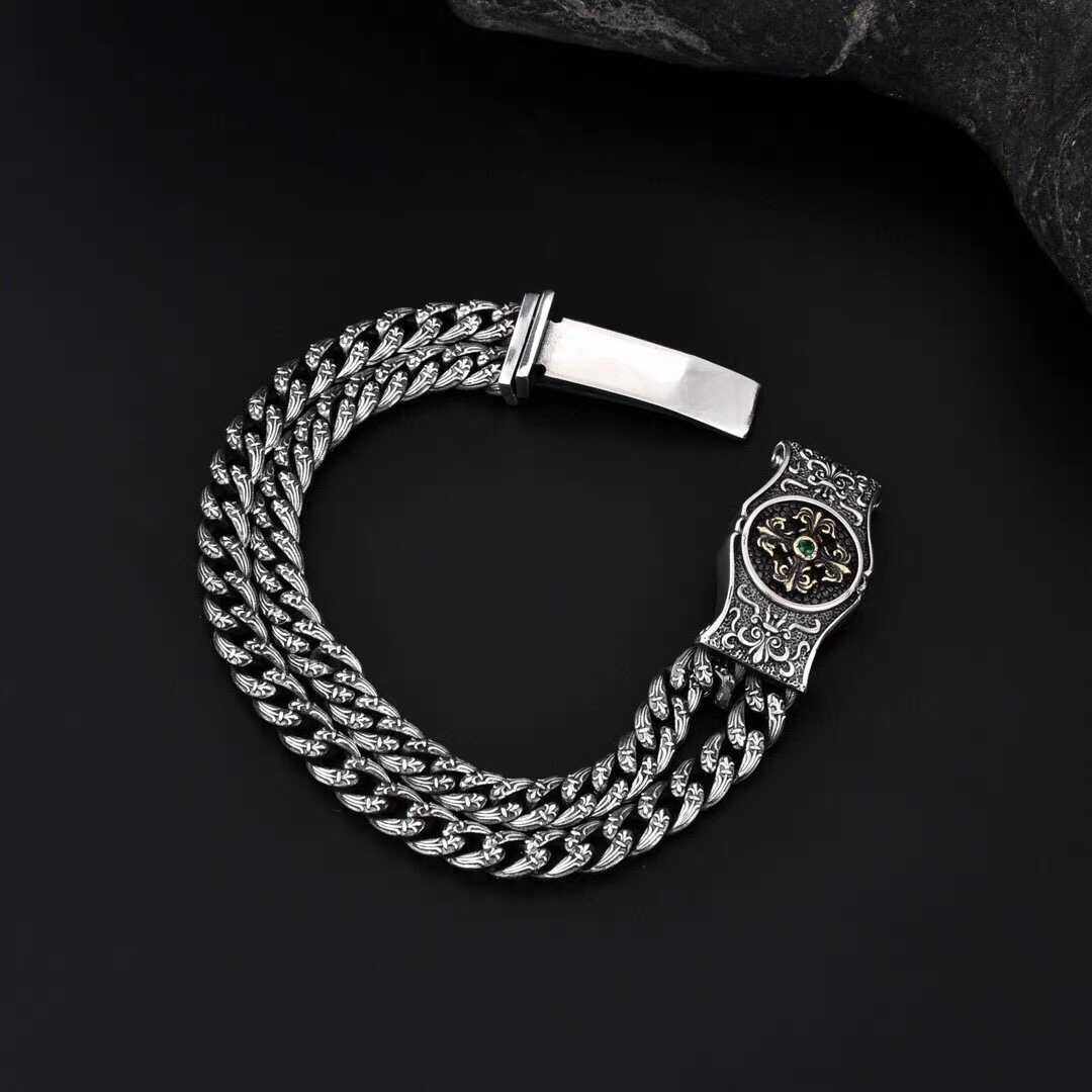 925银新款重工欧美风十字个性双链条手链宽14mm长20厘米约54克,饰品/流行首饰/时尚饰品新,手链,淘宝优惠券,粉丝福利购,淘宝优惠卷