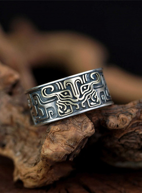 新款中国风吉祥瑞兽饕餮纹戒指霸