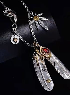 天使之愿太角链套链复古做旧羽毛