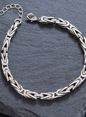 新款简约平安纹编织手链复古嘻哈