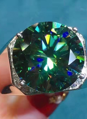 经典款蓝绿色锆石戒指八心八箭霸