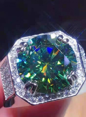 蓝绿色锆石男女士戒指高级配饰小