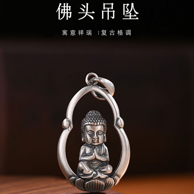 佛头吊坠男女士潮流复古百搭项链