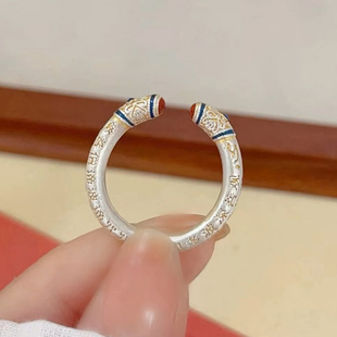 新中式国潮描金工艺心经金箍棒戒指黑神话悟空国风气质文艺