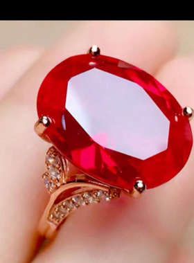 新款戒指女镶嵌玫瑰色红色锆石戒