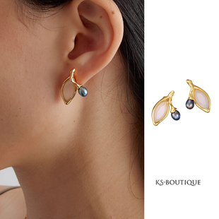 KLIENSTONE橄榄枝单叶珍珠耳环百搭