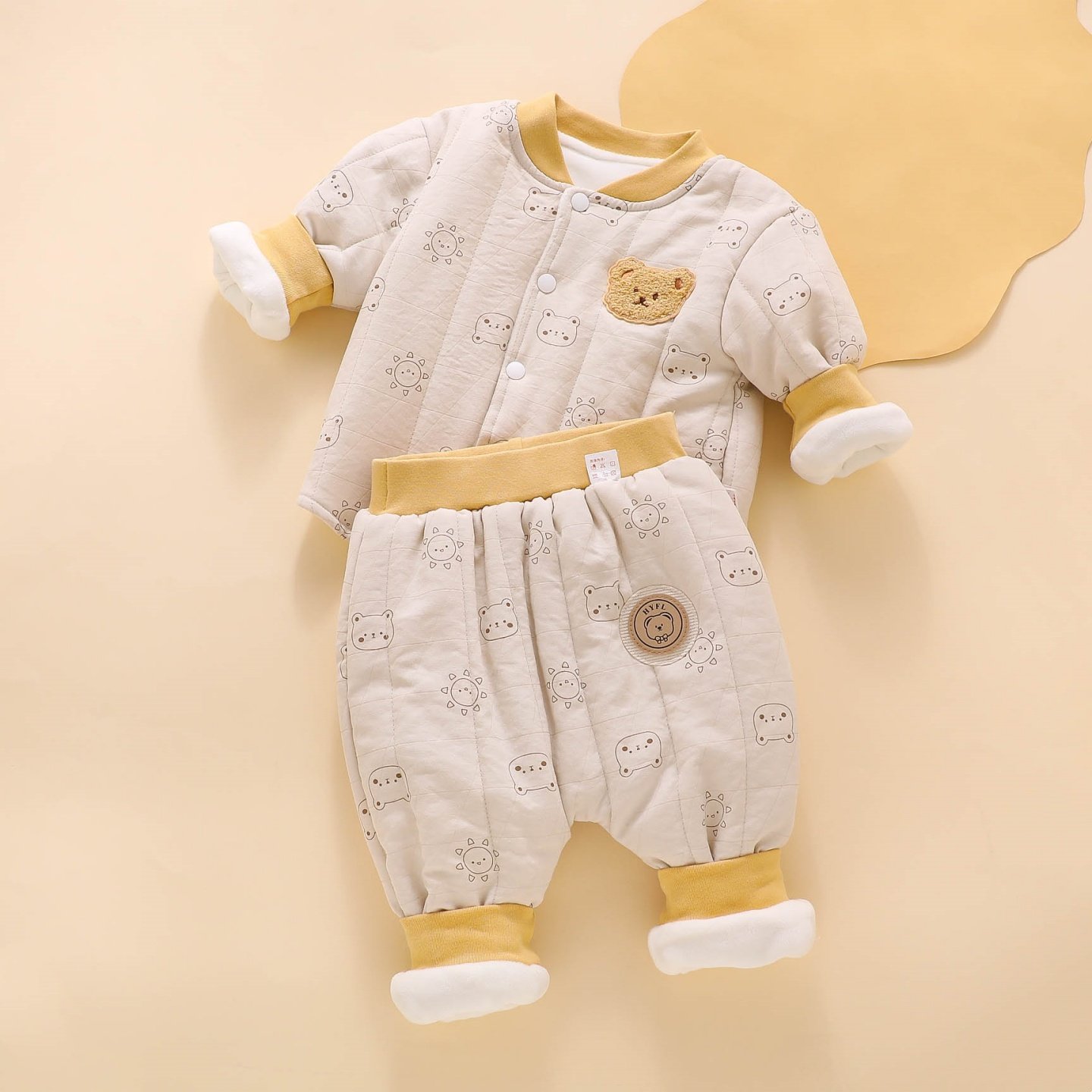 婴儿棉袄棉服冬季加厚新生宝宝幼儿加绒夹棉衣服冬款分体外出套装