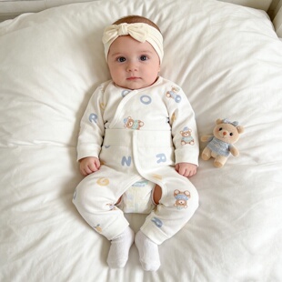 新生婴儿衣服纯棉0到3个月6刚出生宝宝幼儿分体套装初生和尚睡衣