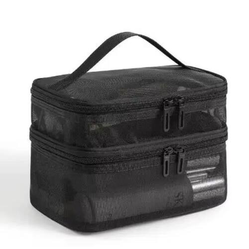 Net fabric double-layer handbag with simple design, multi-fu