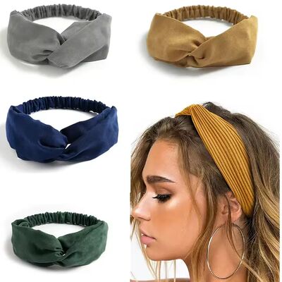 Cross Turban Solid Headbands for Women Twist Knotted Boho Su