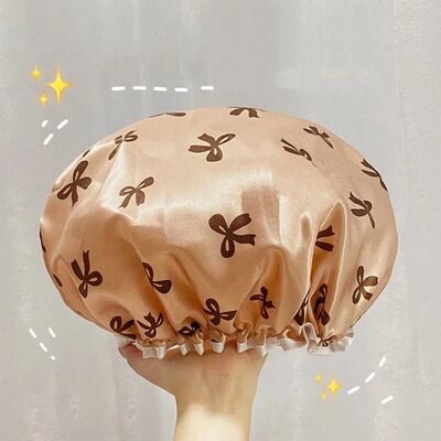 1PC Double Layer Shower Cap Waterproof Reusable Printed Bath