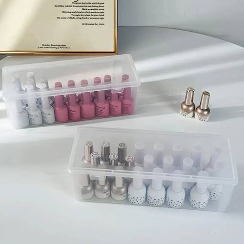 Transparent Plastic Storage Box, Desktop Cosmetics, Nail Pol