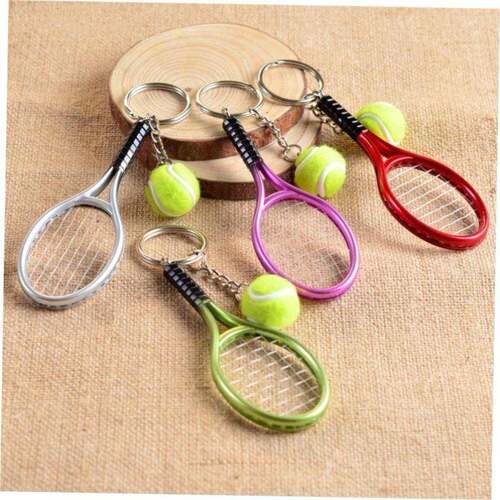 Cute Sport Mini Tennis Racket Pendant Keychain Keyring Key C