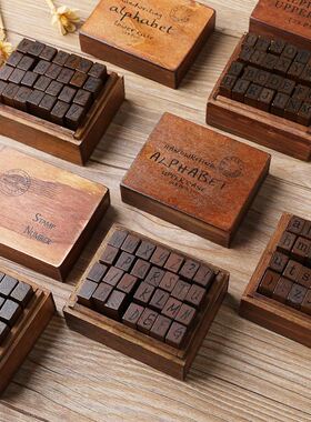 Yoofun 28pcs Alphabet Stamps Vintage Wooden Rubber Letter St