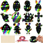 Easter DIY Magic Paint 12pcs Crafts Scratch Eggs for