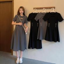WW杨婉婉大码女装中式胖妹妹镂空长短款捏褶短袖收腰夏季胖妹妹