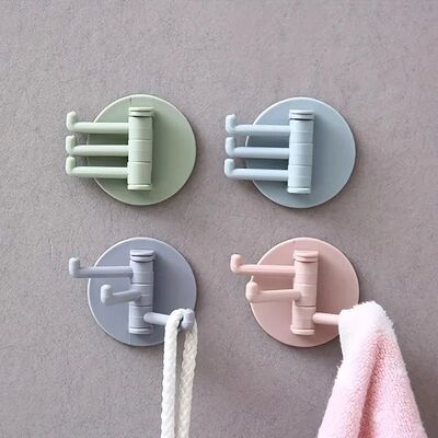 1PC Rotating Triple Hook, Strong Adhesive Towel Hanger, Bath