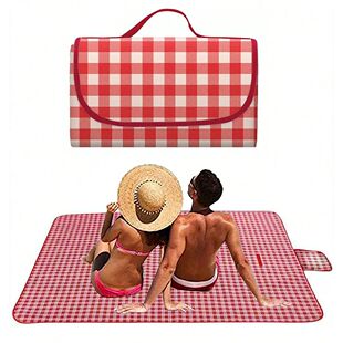 Picnic Blanket 140×190cm Beach Mat Washable Lightweight wit