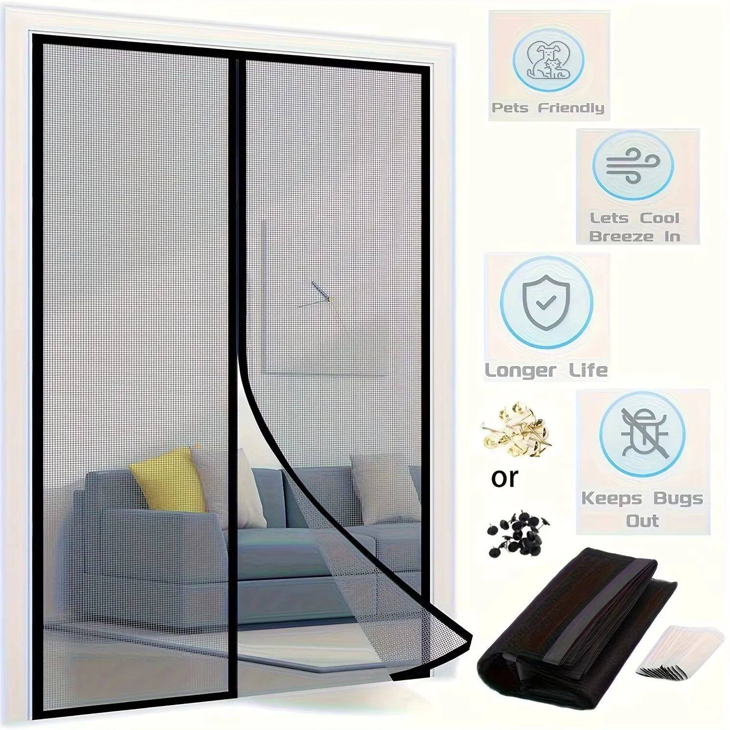 Magnetic Screen Door Retractable Mesh Doors Pet Net Patio Ha
