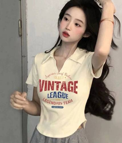 ww维维家Polo领短袖V领正肩上衣