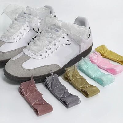 2.5CM Width Tulle Webbing Snow Shoelace Flat Silk Shoe laces