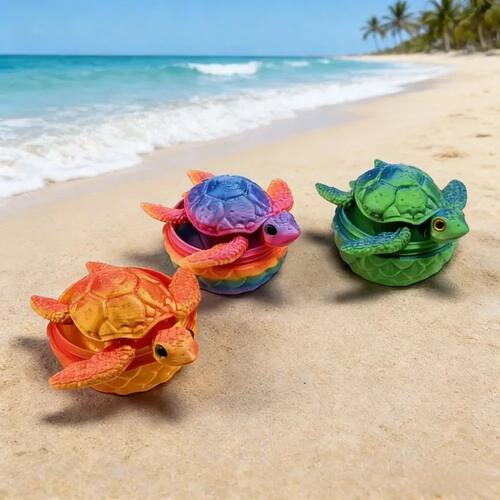 1PC Movable Sea Turtle Flexible Joint 3D Printed Sculpture w