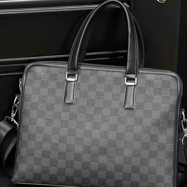 新款商务公文包手提包 格子横款手拎包电脑包单肩斜挎包潮流男包