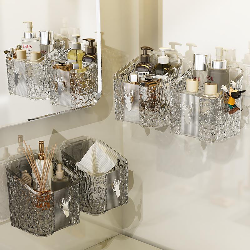 洗脸巾盒壁挂免打孔收纳盒卫生间浴室一次性棉柔巾擦脸巾置物架子