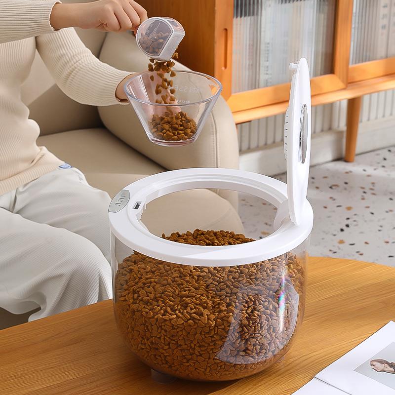 宠物储粮桶透明家用密封防潮猫粮狗粮储存塑料按压厨房大米收纳桶