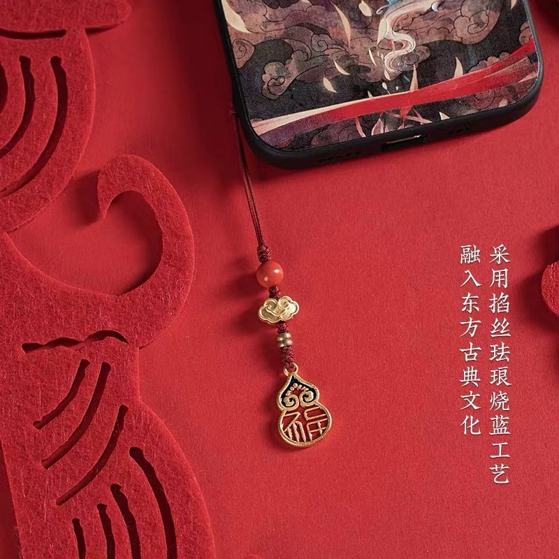 古法沙金福禄葫芦手机挂绳精致短款手机链挂件平安招财男女款