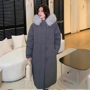 长过膝加厚冬外套 羽绒棉服女腰款 秋冬2588新韩版 牛角扣高级感收款