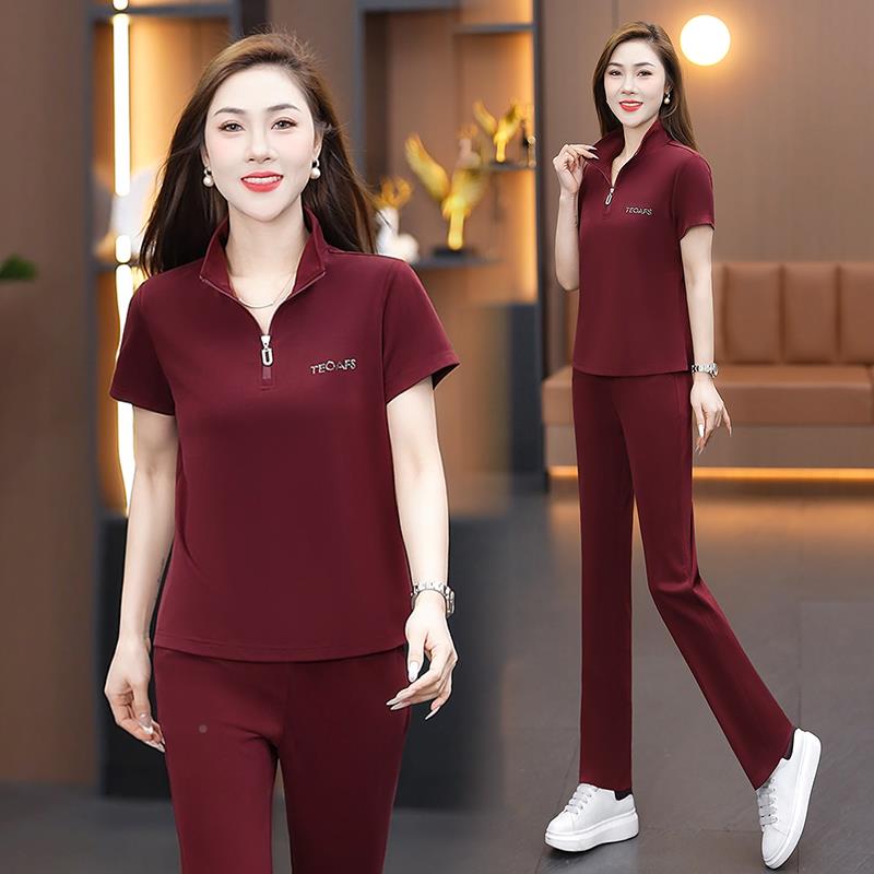 运套装女士夏季新款时尚宽松大冰丝8975271短袖码休闲动服两件套