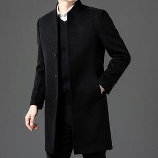 档5589 男士 中老男呢士双面立领大衣商务高休年闲中长款 秋冬季