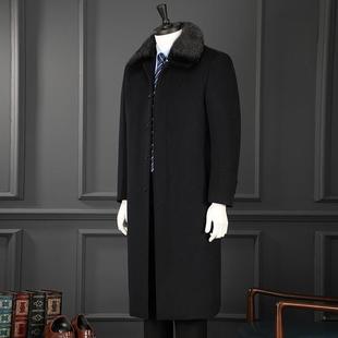 WL老年男绒士羊毛外 绒大衣膝过羽内胆加厚保暖中6035 羊冬季 男装