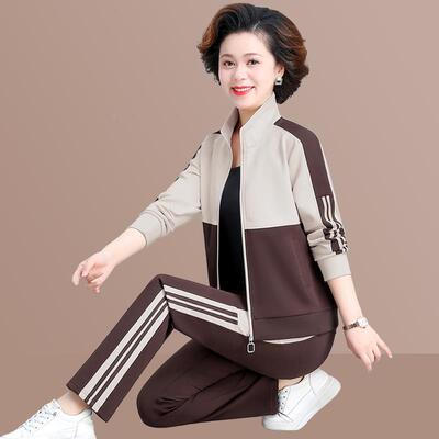 中时老年女装新款87221851尚套洋卫衣秋装外气套休闲两件套妈妈装
