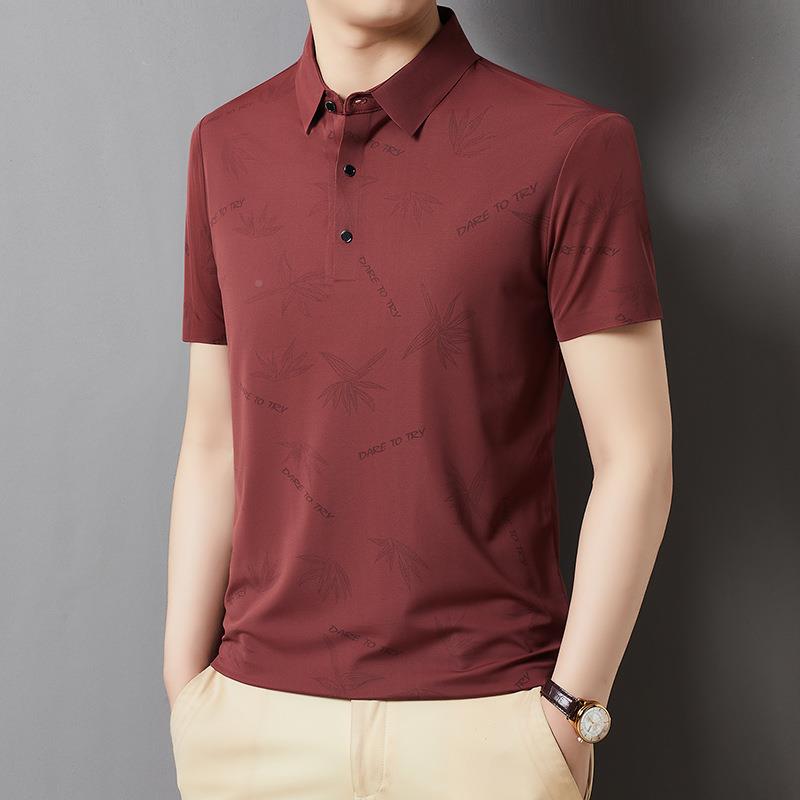 品男士桑蚕恤夏季丝时尚印花翻领男式792-LN上衣休男装牌闲衫