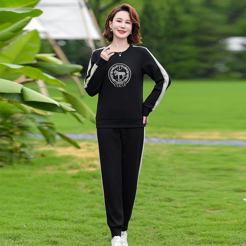 年轻妈休闲运动套衣装女年春秋8226518款中年大码宽松卫妈裤两新