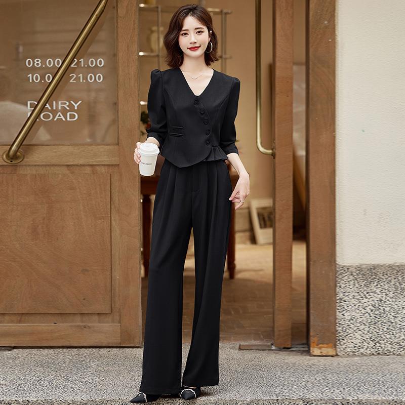 时尚休闲尚小时香风两气质通勤依8959职业套女装秋新款阔腿裤件套
