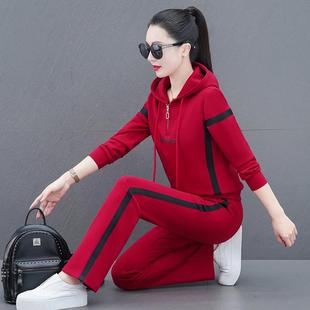 春洋气减龄10 运动套装 时尚 新款 3372连卫衣宽松休闲阔帽 腿女秋季